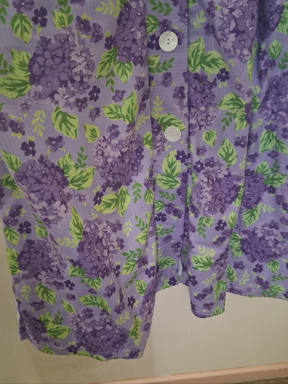 Vintage Anthony Richards Lavender Floral Long Robe 2X Button Down Pockets - Picture 5 of 10